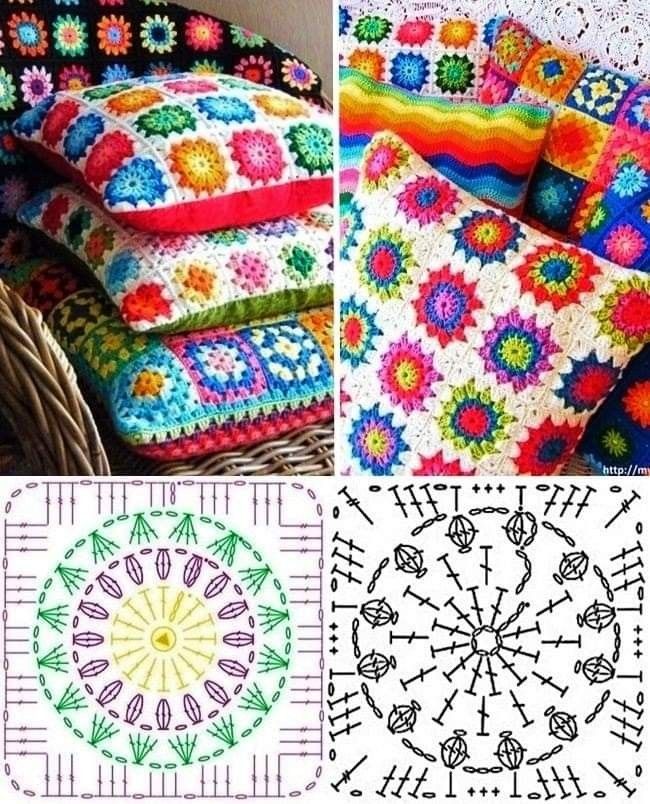 crochet pillows made with squares 11