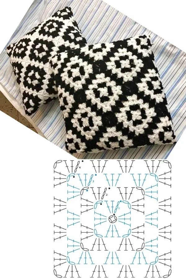 crochet pillows made with squares 13