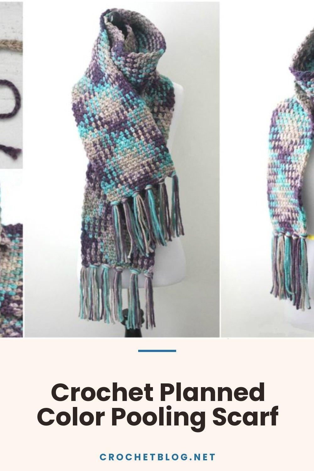 Crochet Planned Color Pooling Scarf