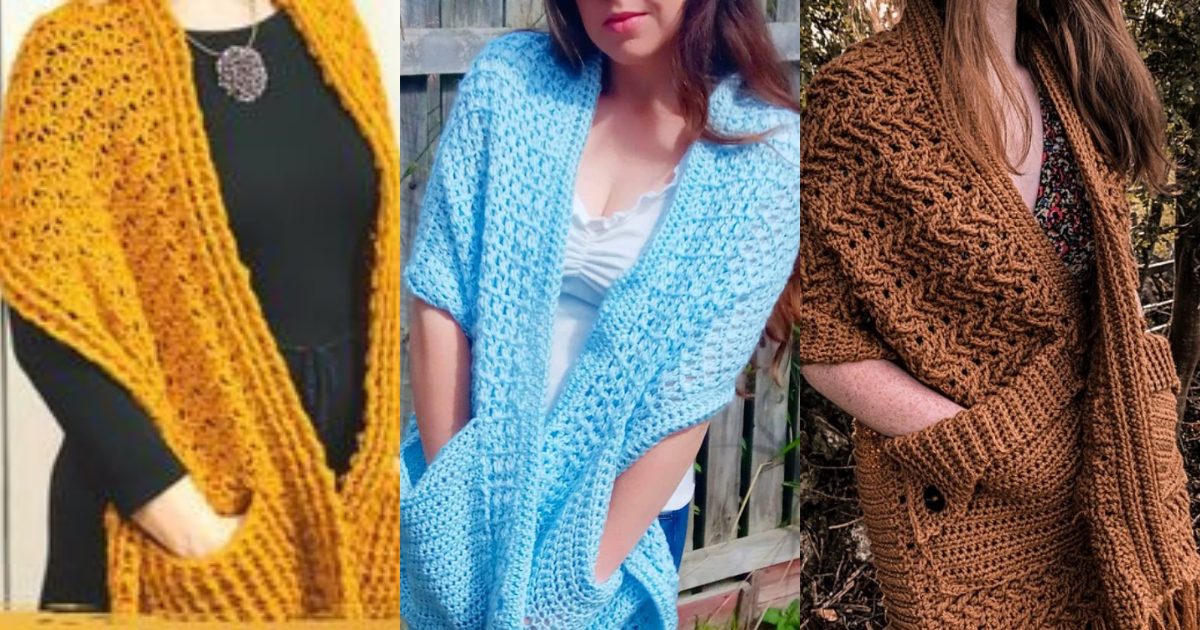 crochet pocket shawl patterns