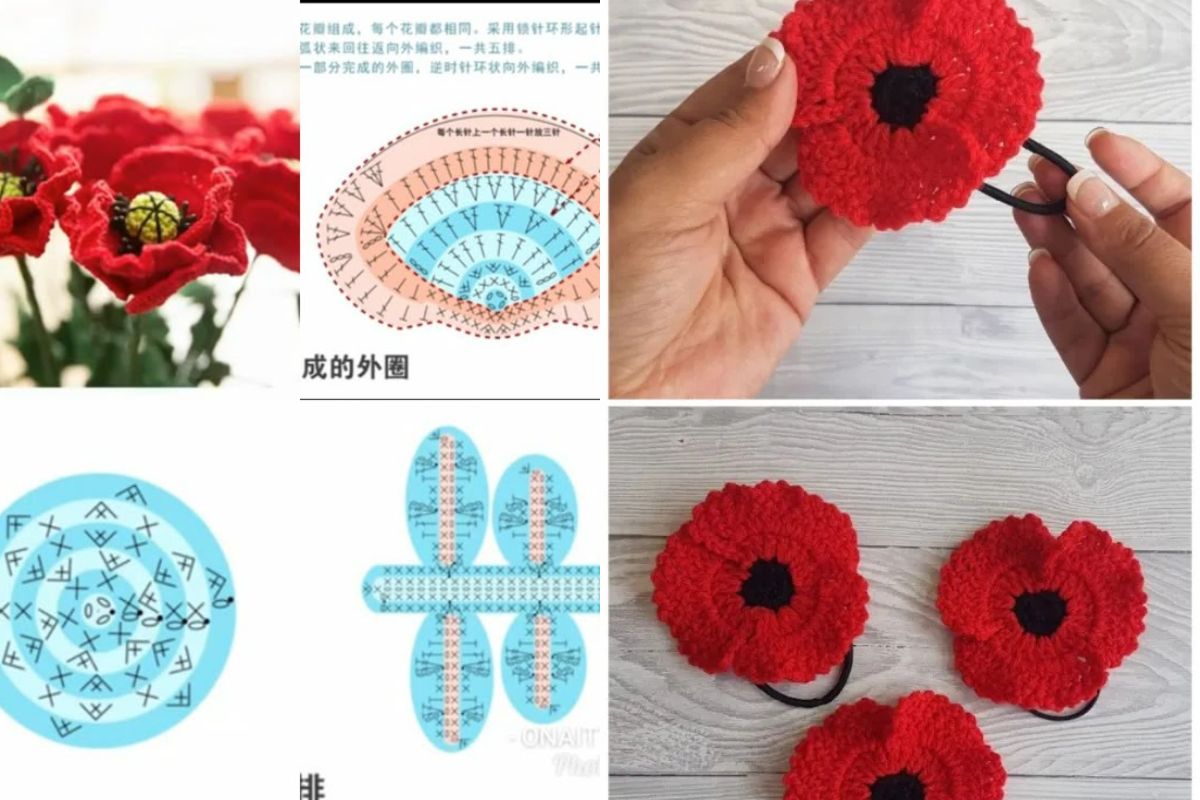 crochet poppy accessory 4