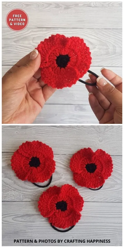 crochet poppy accessory