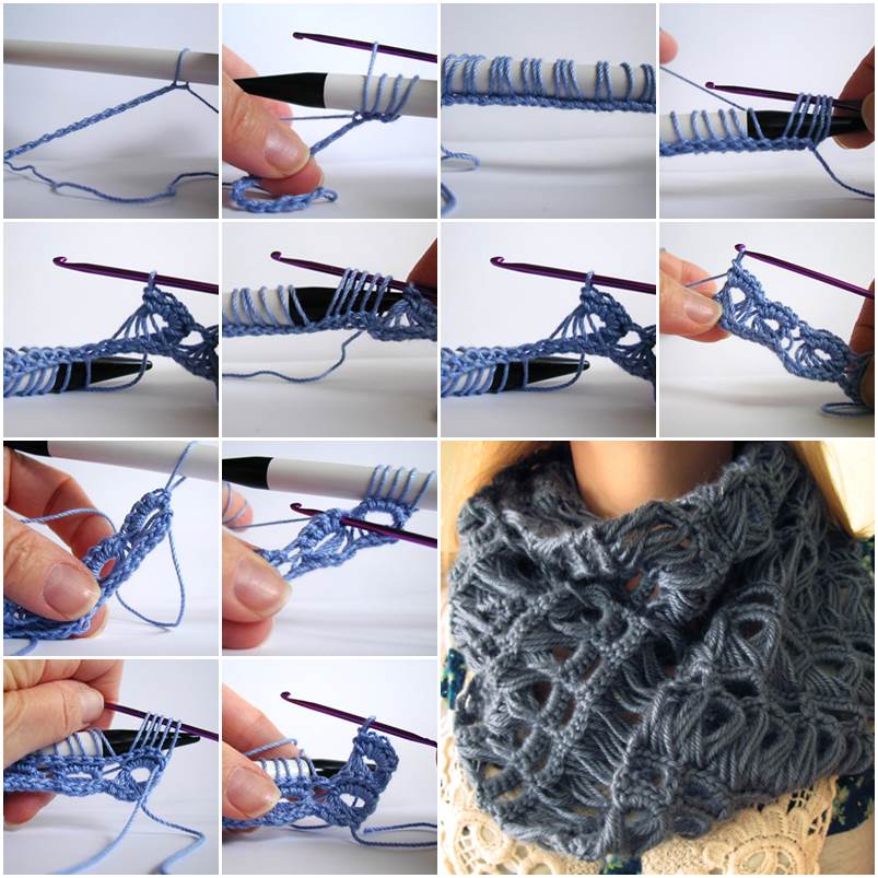 crochet pretty broomstick lace scarf