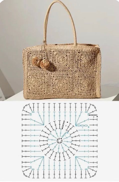 crochet raffia bag patterns square
