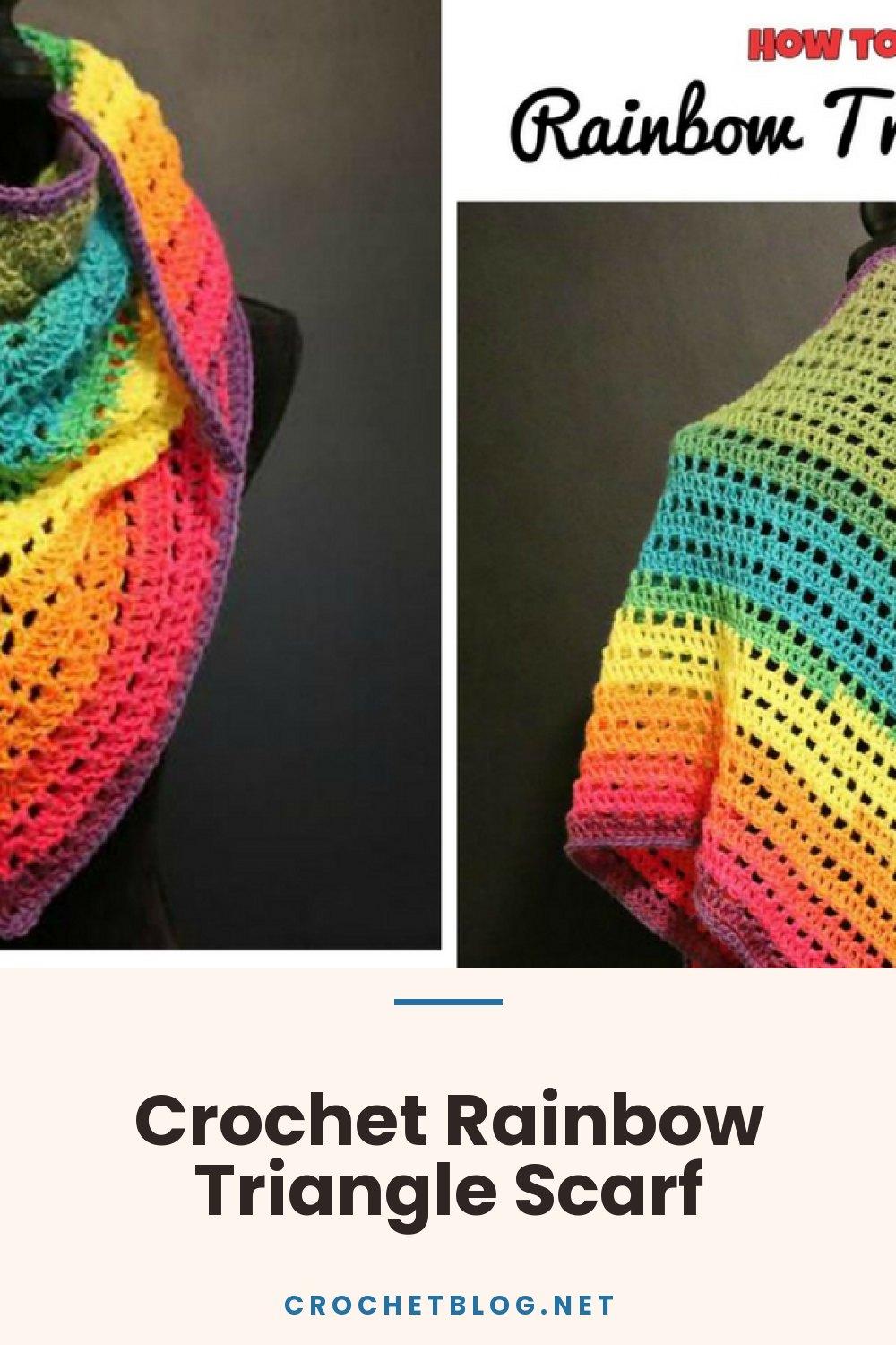 Crochet Rainbow Triangle Scarf