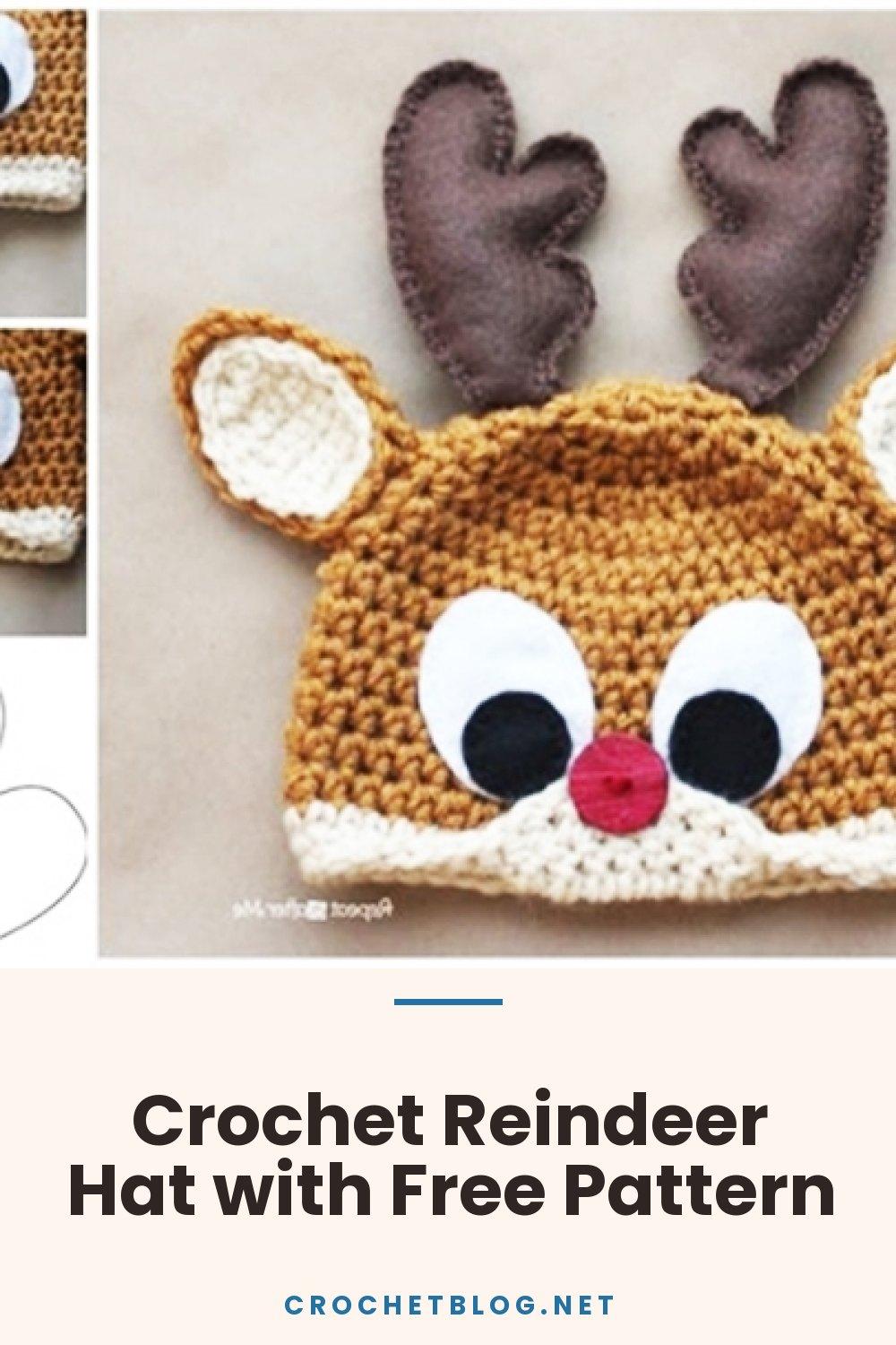 Crochet Reindeer Hat with Free Pattern