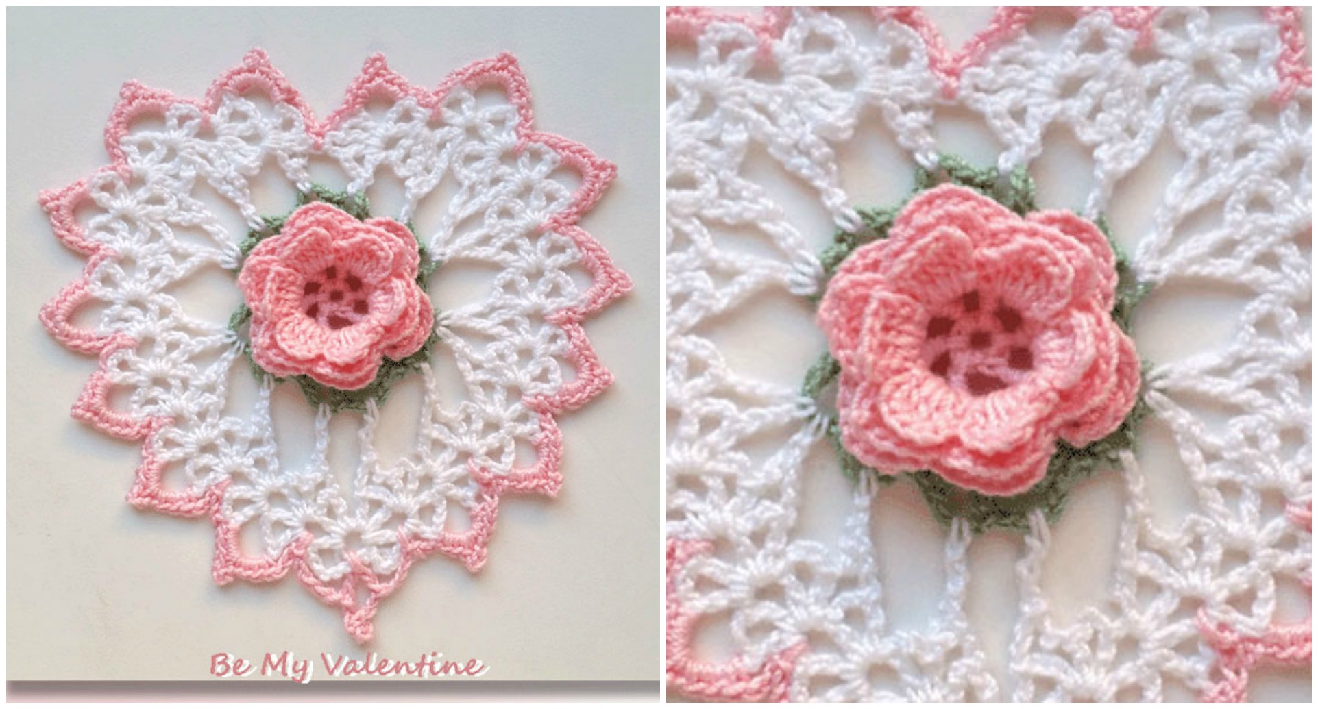 crochet rose heart