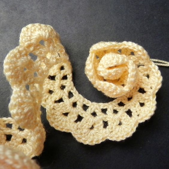 crochet rose making from wool rope 1