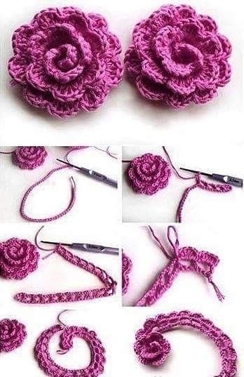 crochet rose making from wool rope 4