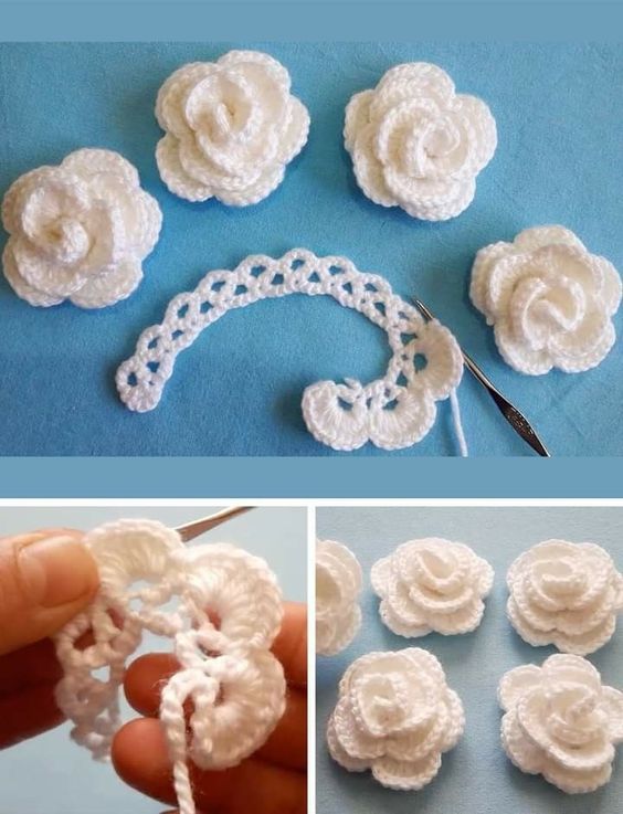crochet rose making from wool rope