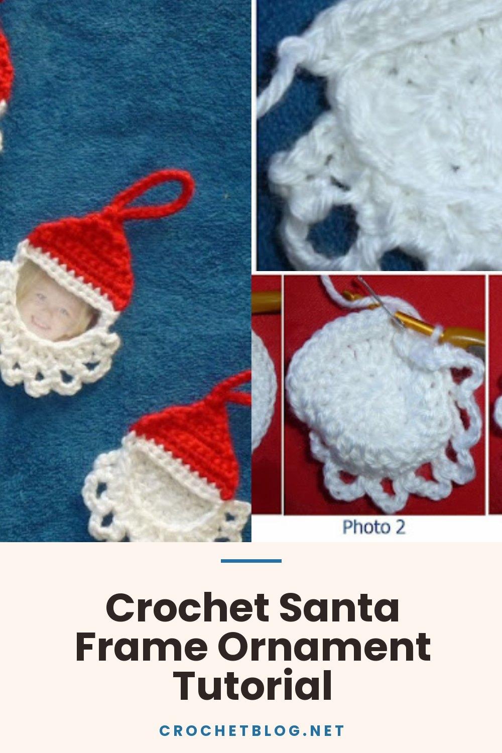Crochet Santa Frame Ornament Tutorial