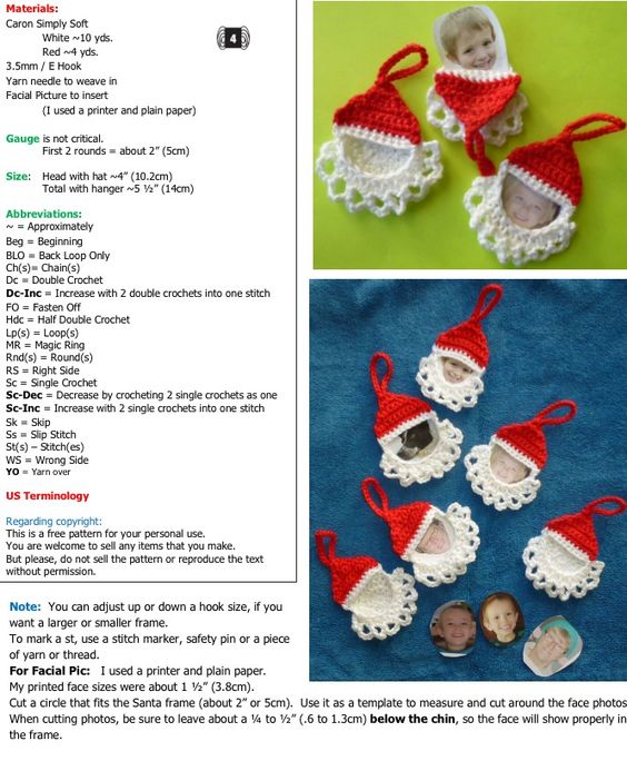 crochet santa frame ornament tutorial 5