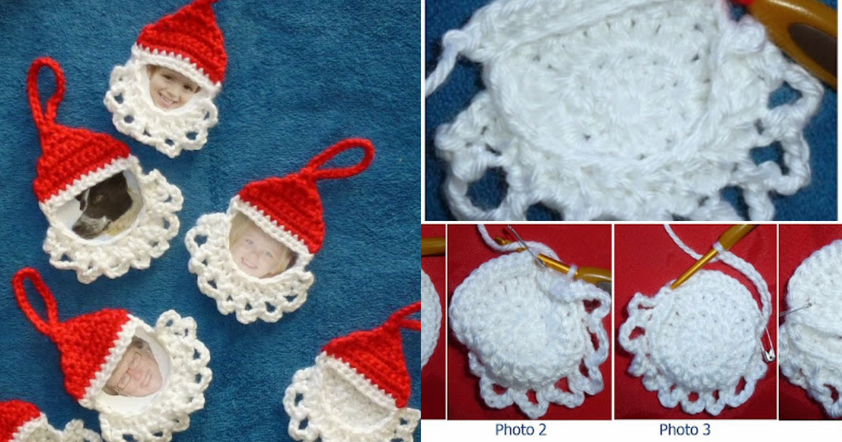 crochet santa frame ornament tutorial