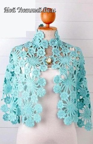 crochet shawl with flowers for summer 2