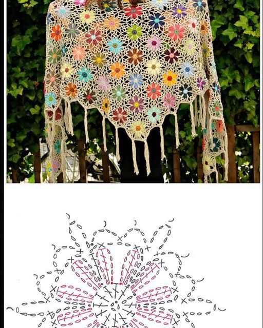 crochet shawl with flowers for summer 6