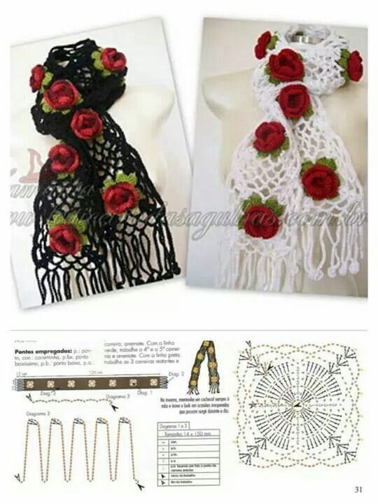crochet shawls with roses with graphics 9