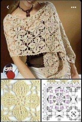 crochet shawls with roses with graphics