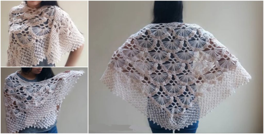 crochet shell shawl poncho