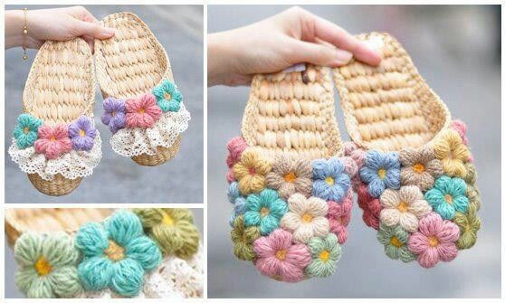 crochet slippers with flowers diagrams 3