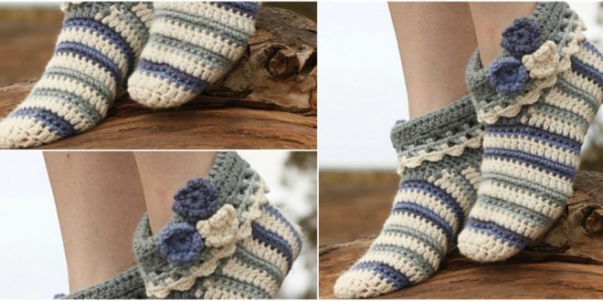 crochet slippers with lace