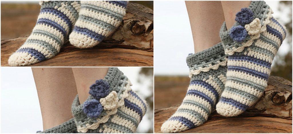 crochet slippers with lace