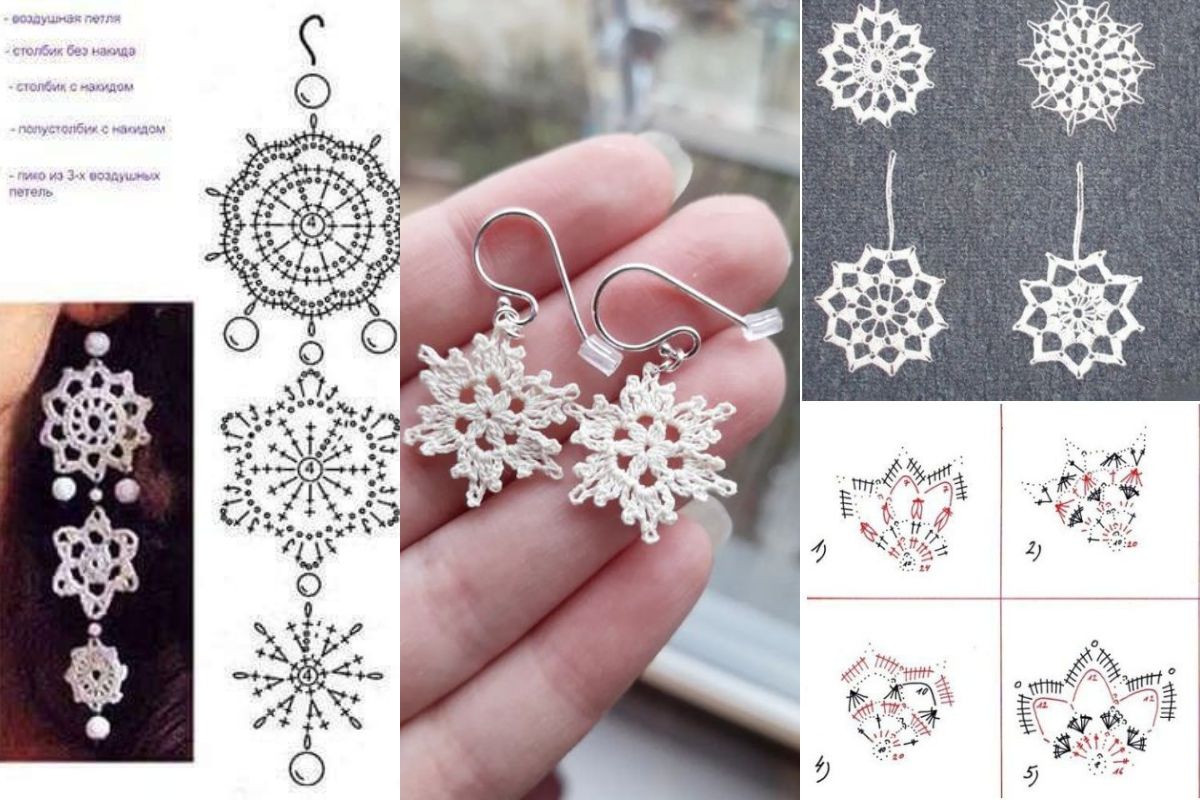 crochet snowflake earrings 10