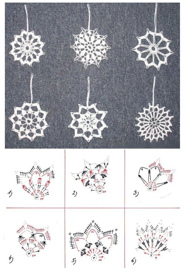 crochet snowflake earrings 5