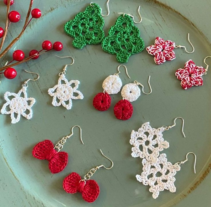 crochet snowflake earrings 6