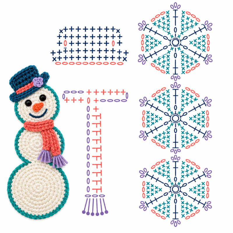 crochet snowman applique ideas 1