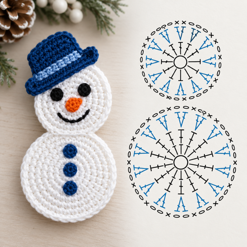 crochet snowman applique ideas 2