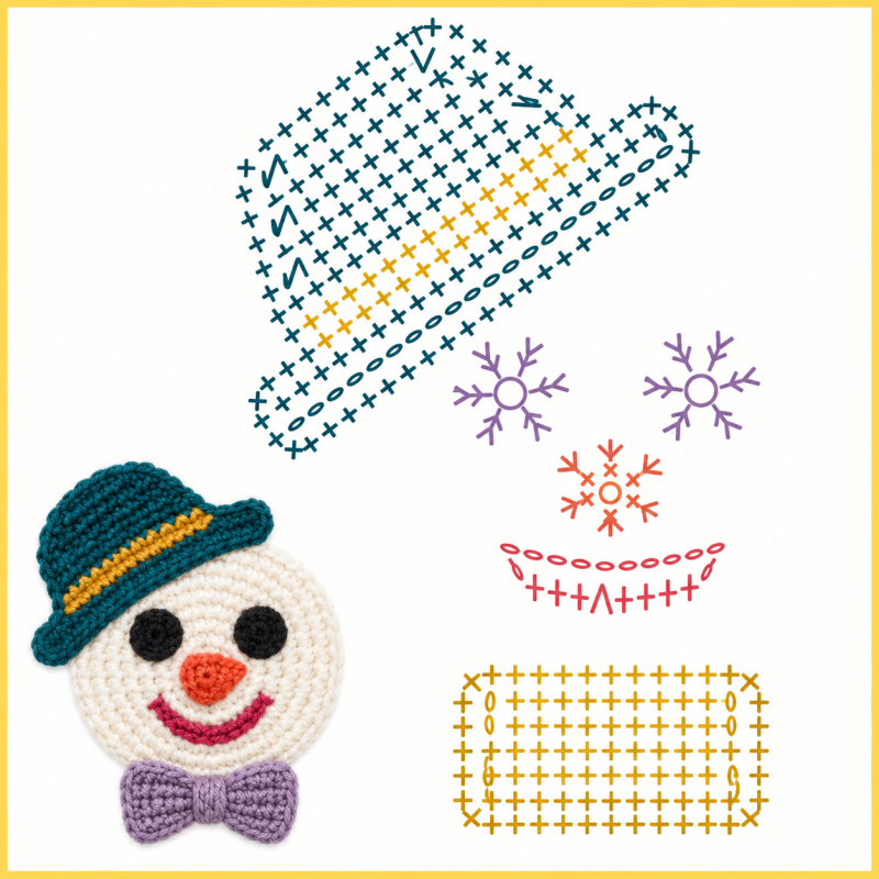 crochet snowman applique ideas