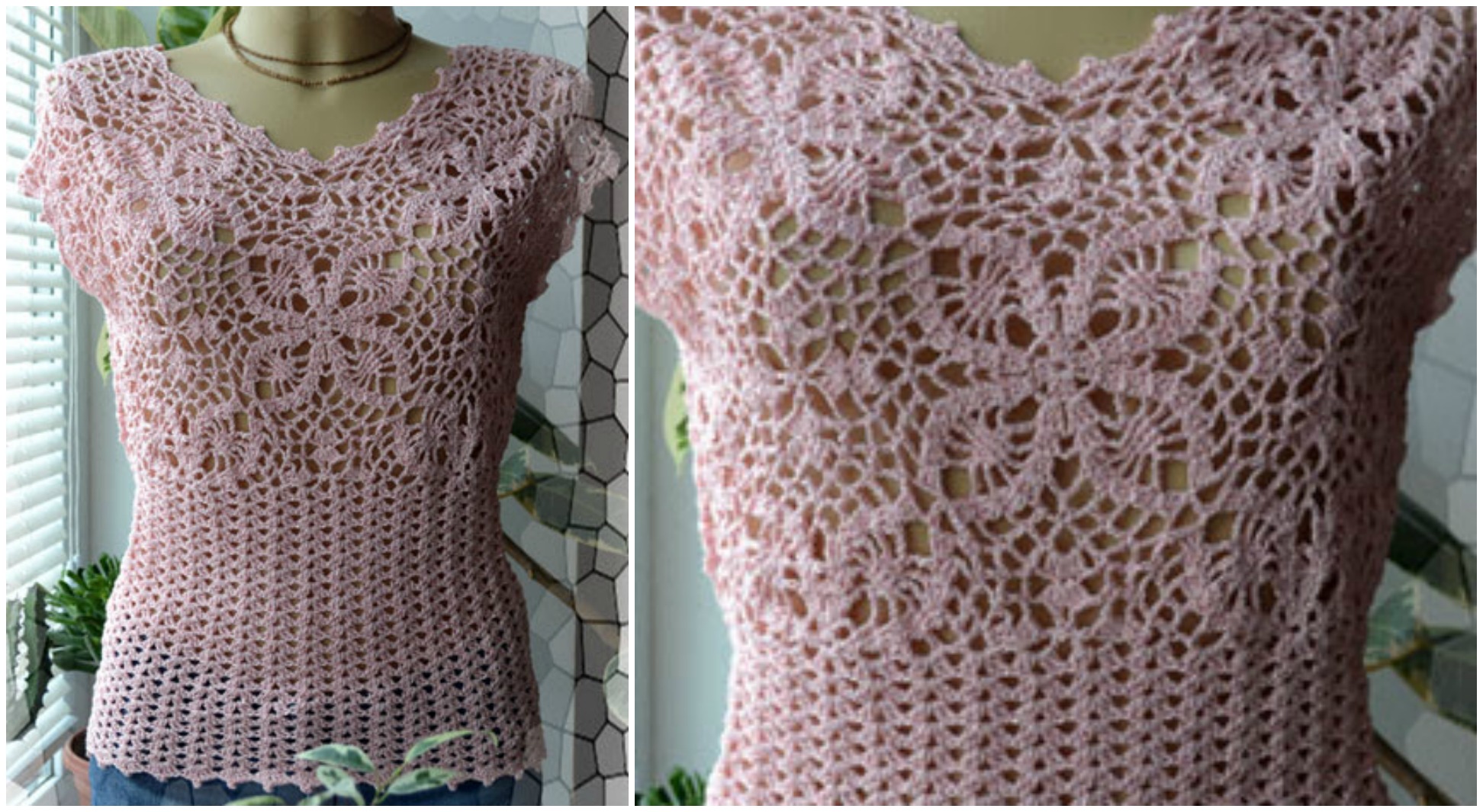 crochet spring blouse with flower