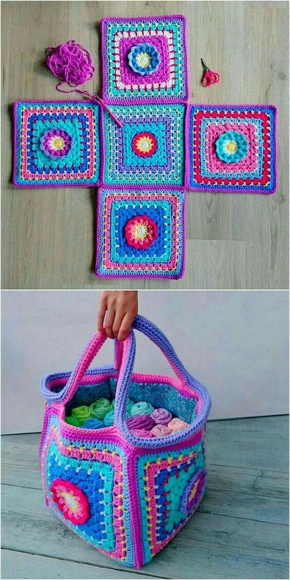 crochet square basket 5