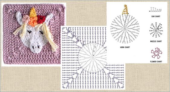 crochet square graphics with animals 1