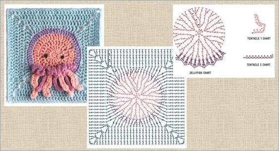 crochet square graphics with animals 4