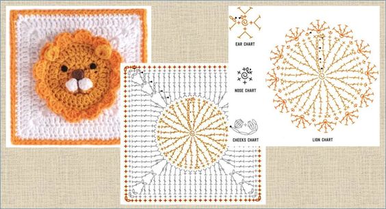 crochet square graphics with animals 7