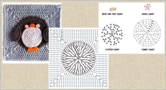 crochet square graphics with animals