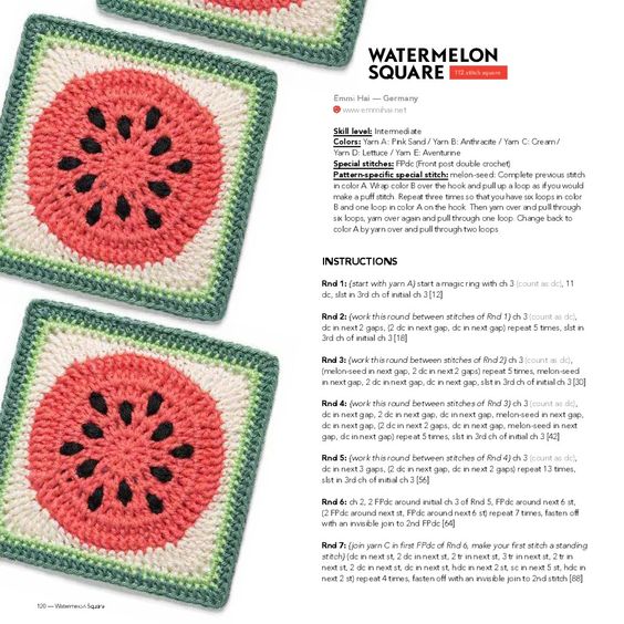 crochet square graphics with fruits 10