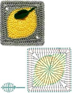 crochet square graphics with fruits 3