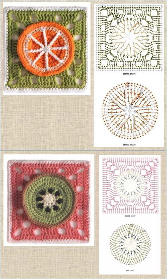 crochet square graphics with fruits 6