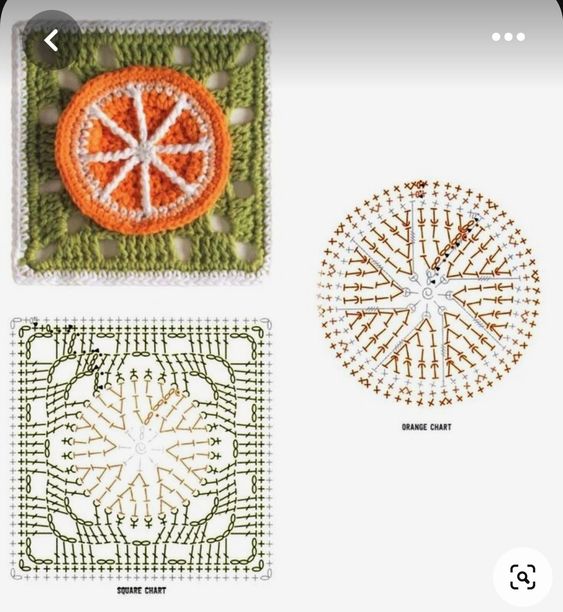 crochet square graphics with fruits 7