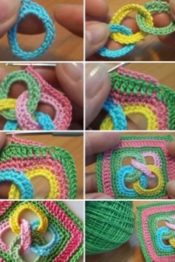 crochet square motif rings