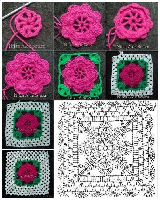 crochet squares with flowers 14