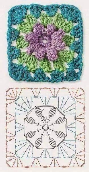 crochet squares with flowers 3