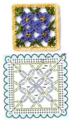 crochet squares with flowers 4