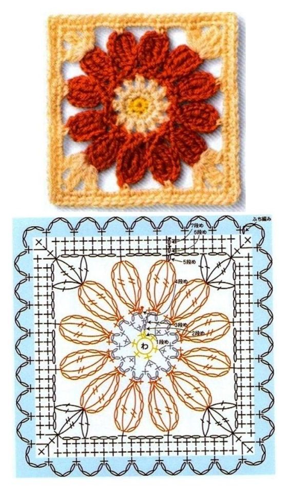 crochet squares with flowers 6