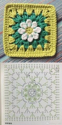 crochet squares with flowers 7