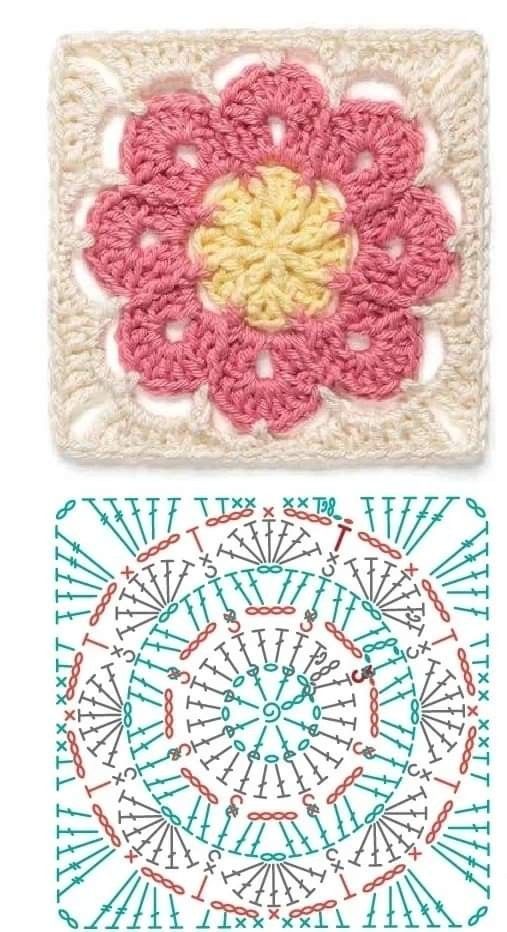 crochet squares with flowers 9