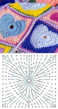 crochet squares with hearts graphics and ideas 2