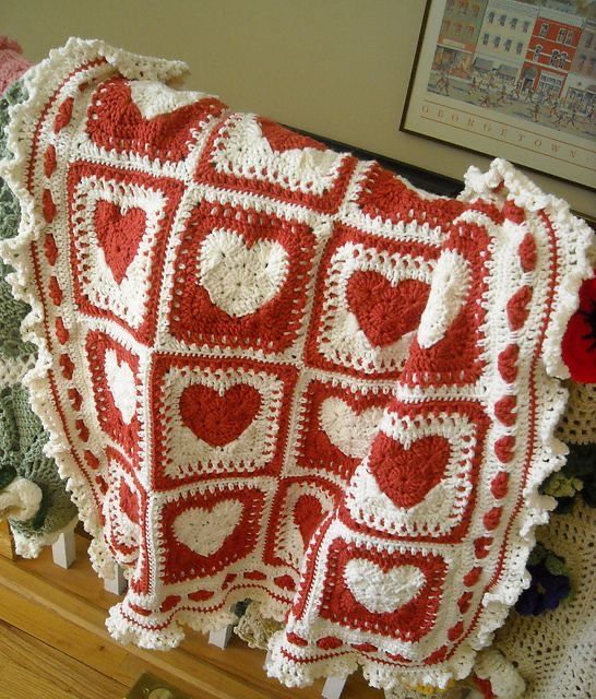 crochet squares with hearts graphics and ideas 4